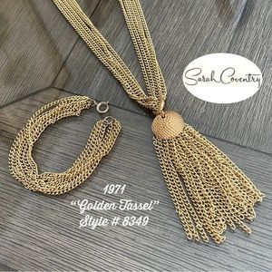 Vintage Sarah Coventry “Golden Tassel” Mult-Stand Chain Necklace & Bracelet